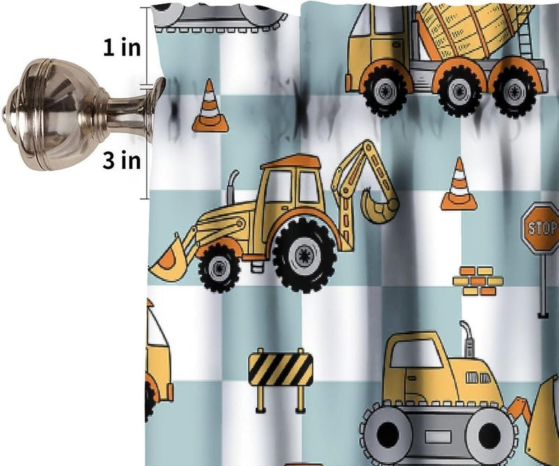 YSWOW Kids Cartoon Car Valance Construction Tractor Trucks Excavator Art Printed Valance for Children Nursery Classroom Playroom Decor W54xL18in Fabric 1 Panel - Image 4